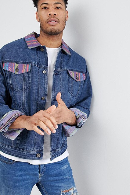 ASOS DESIGN oversized denim jacket with printed panels available at ASOS | ASOS Style Feed