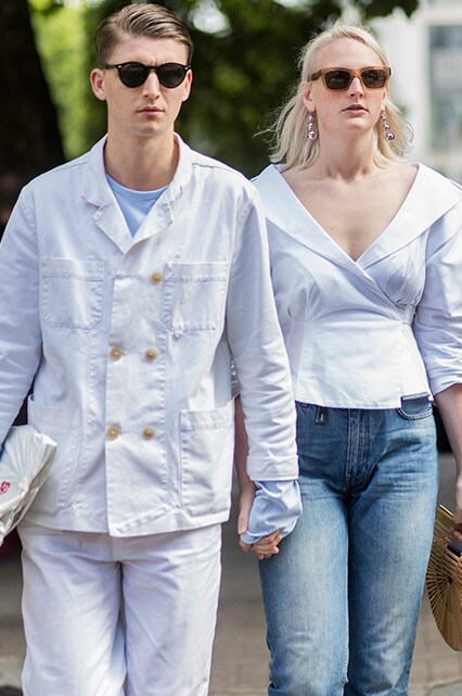 Two street-stylers wearing white denim | ASOS Style Feed