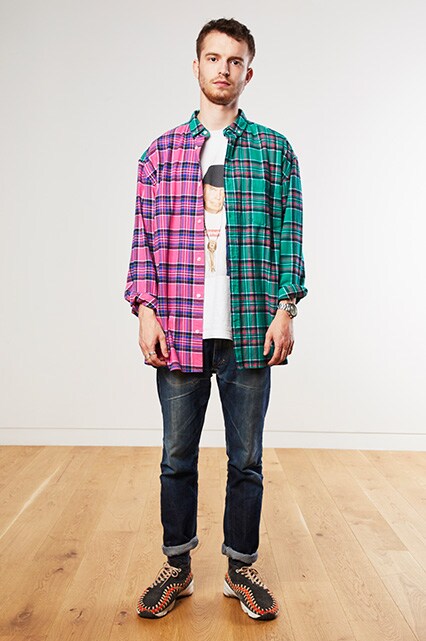 ASOSer wearing a contrasting pink and green checked shirt with Nike Air Footscape Woven Chukkas | ASOS Style Feed