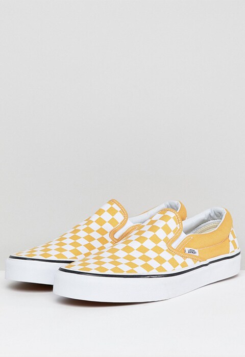 Yellow checkerboard Vans
