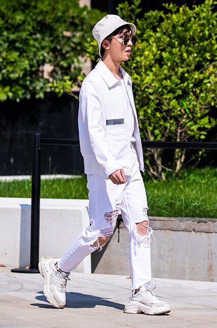 White outfit at Milan Fashion Week
