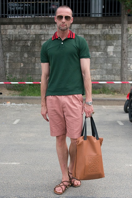 A street-styler wearing a polo shirt and tailored shorts | ASOS Style Feed