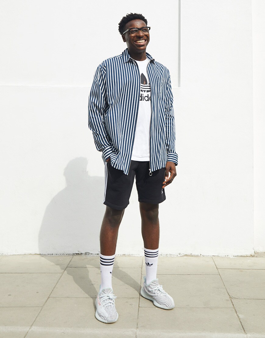 Stripe shacket outfit