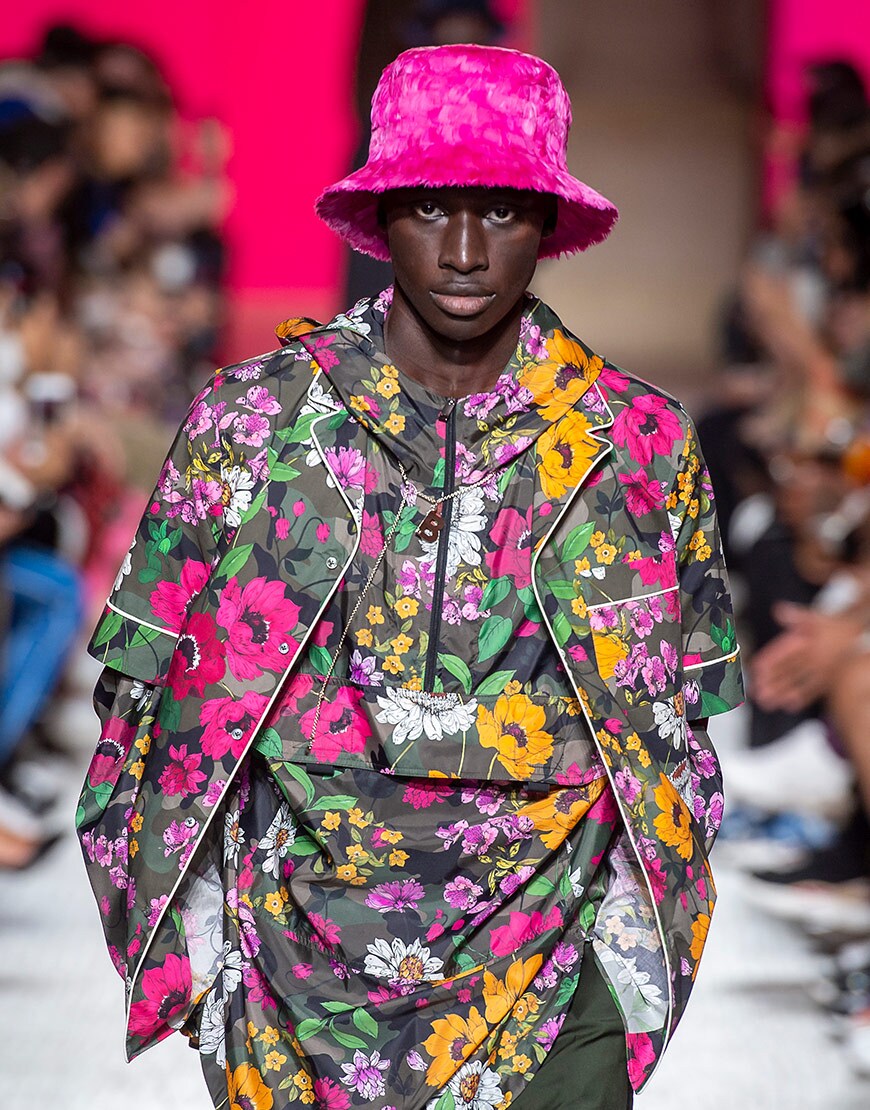 A model wearing a bucket hat during the Valentino SS19 show | ASOS Style Feed