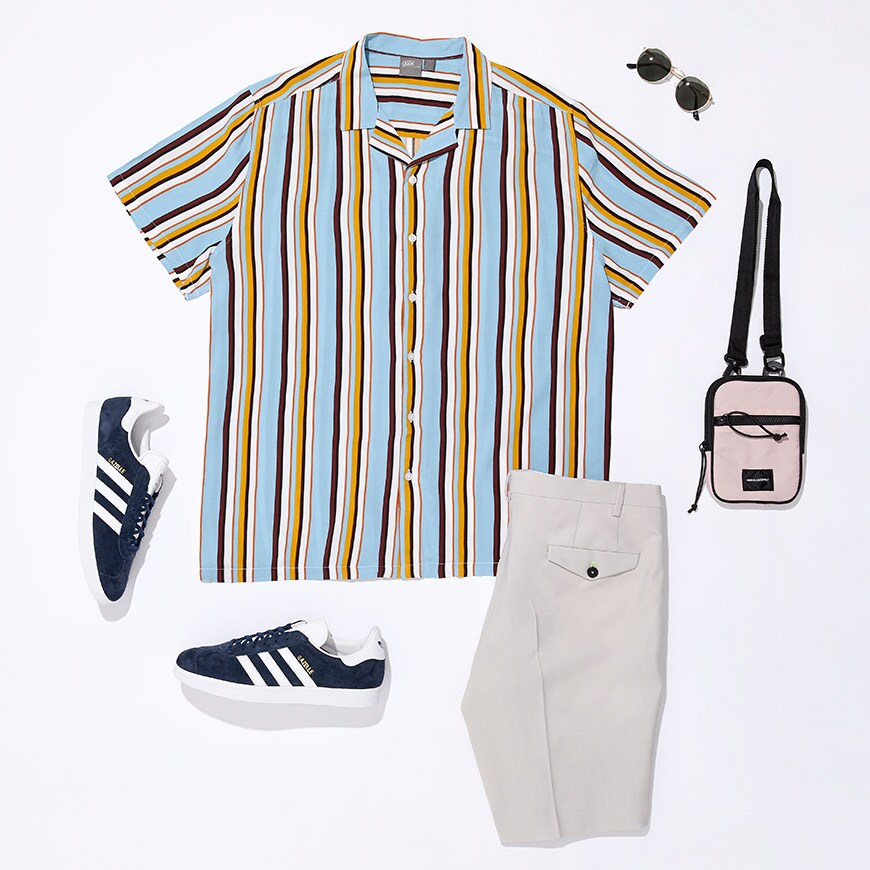 A revere collar shirt, shorts, flight bag, sunglasses and adidas Gazelle trainers available at ASOS | ASOS Style Feed