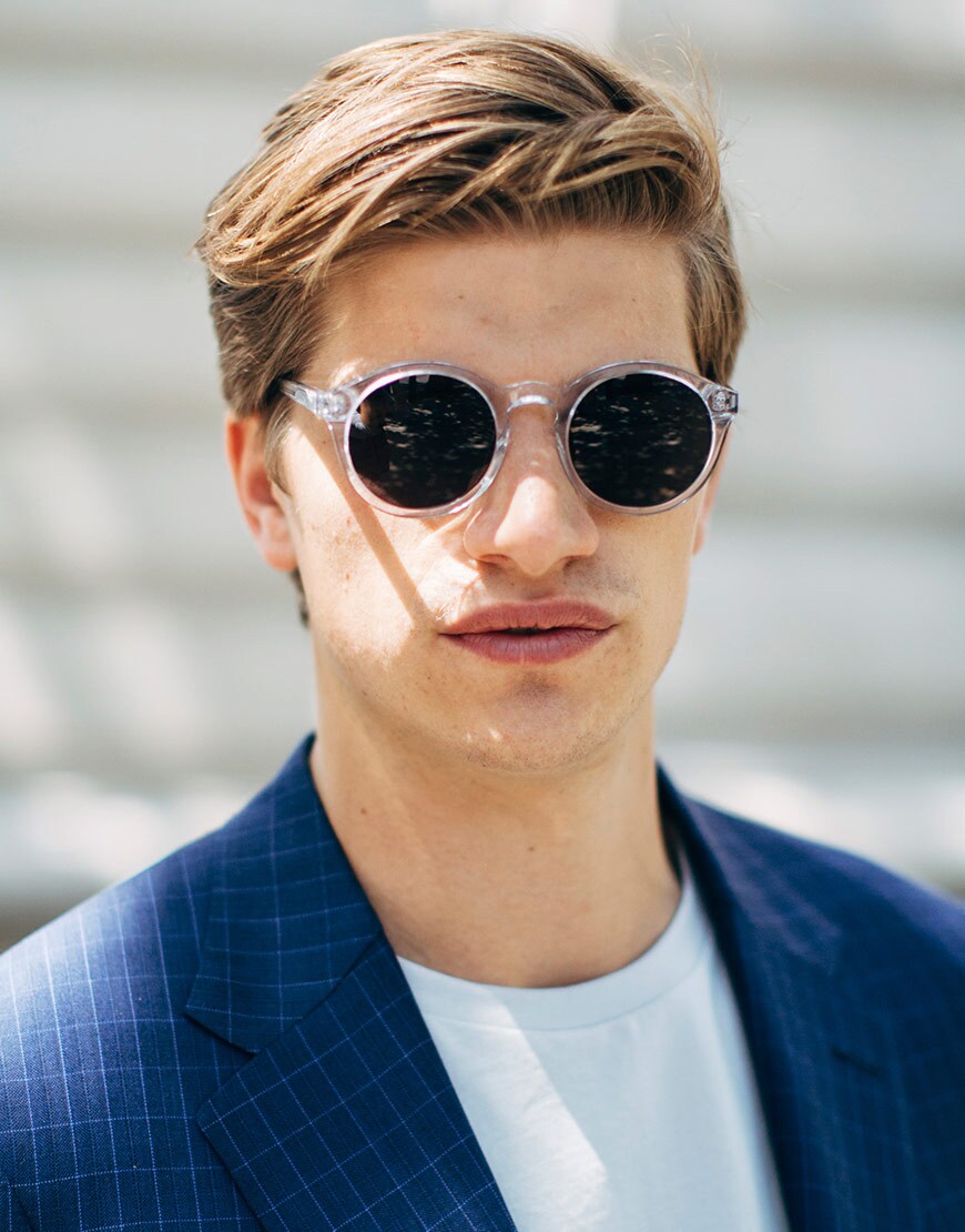 A street-styler at Fashion Week with a side-parting | ASOS Style Feed
