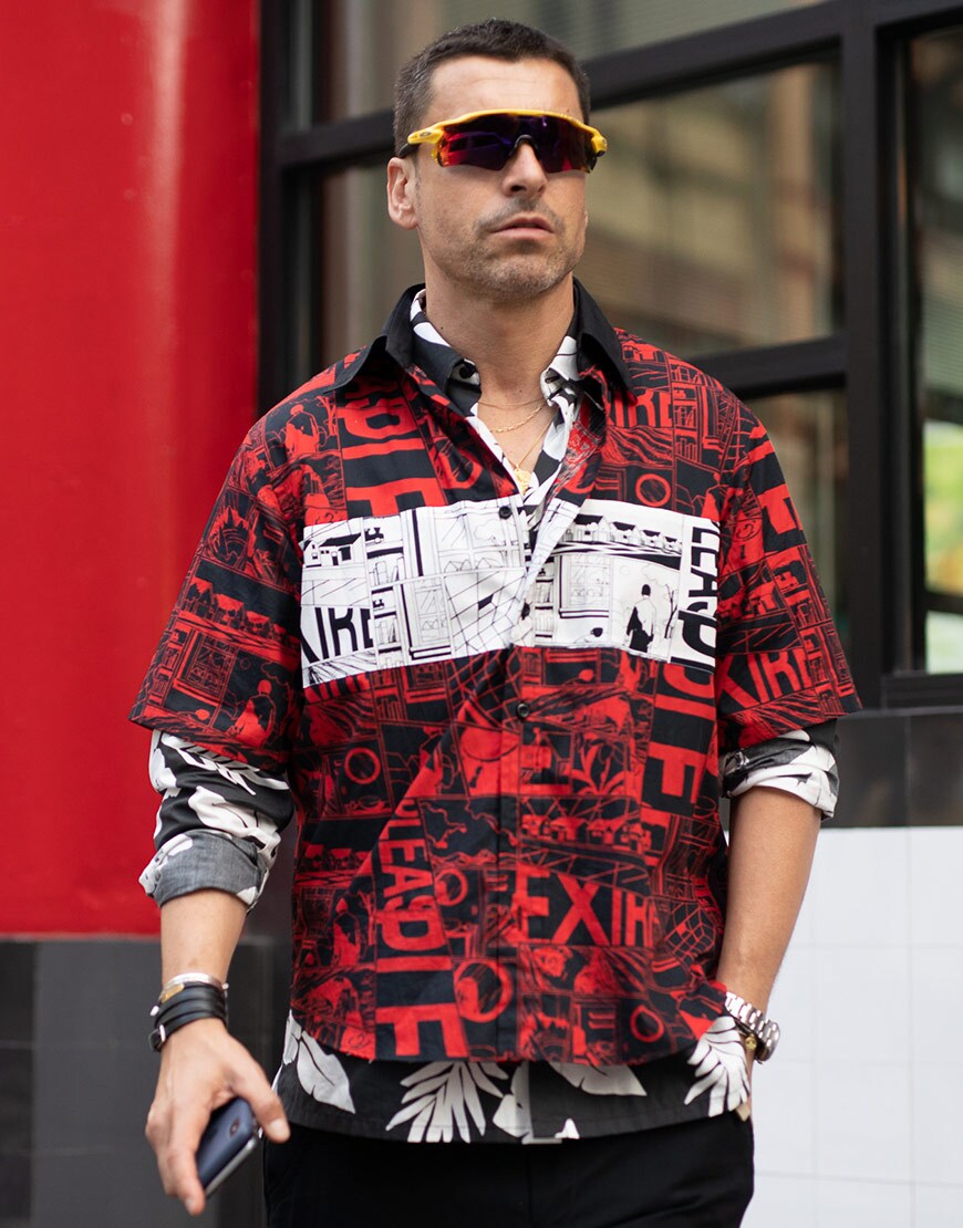 Street styler wearing performance sunglasses | ASOS Style Feed