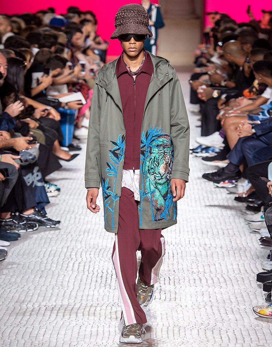 A model from from the Valentino SS19 show wearing a tracksuit | ASOS Style Feed