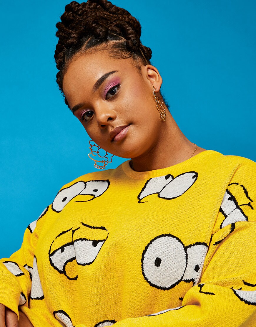 @asos_sophia wearing a printed jumper from the ASOS DESIGN x The Simpsons collection | ASOS Fashion & Beauty Feed