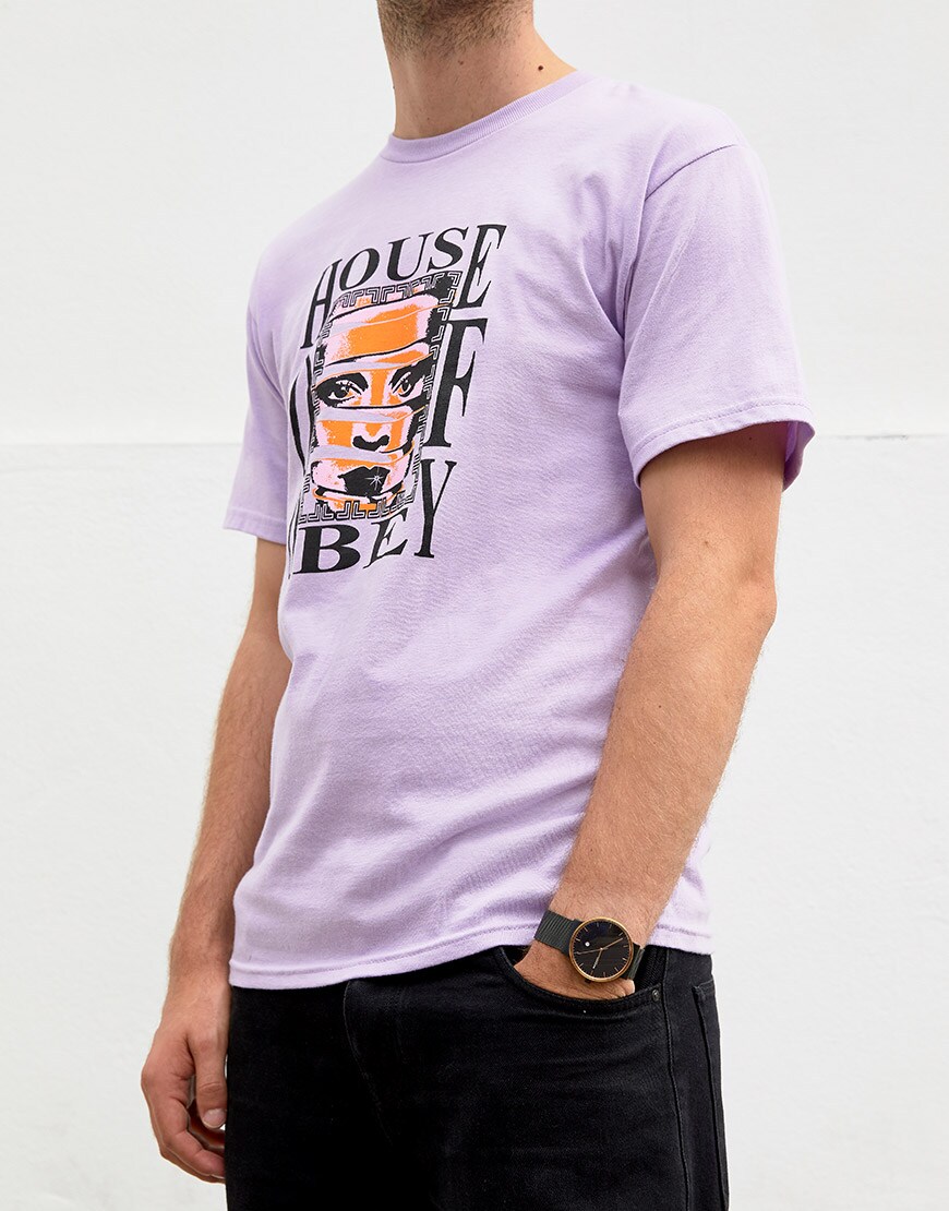 A close-up of Sam's Obey T-shirt | ASOS Style Feed