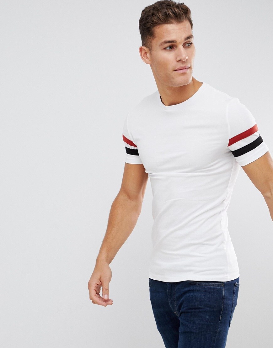 ASOS DESIGN stripe-sleeve T-shirt | ASOS Style Feed