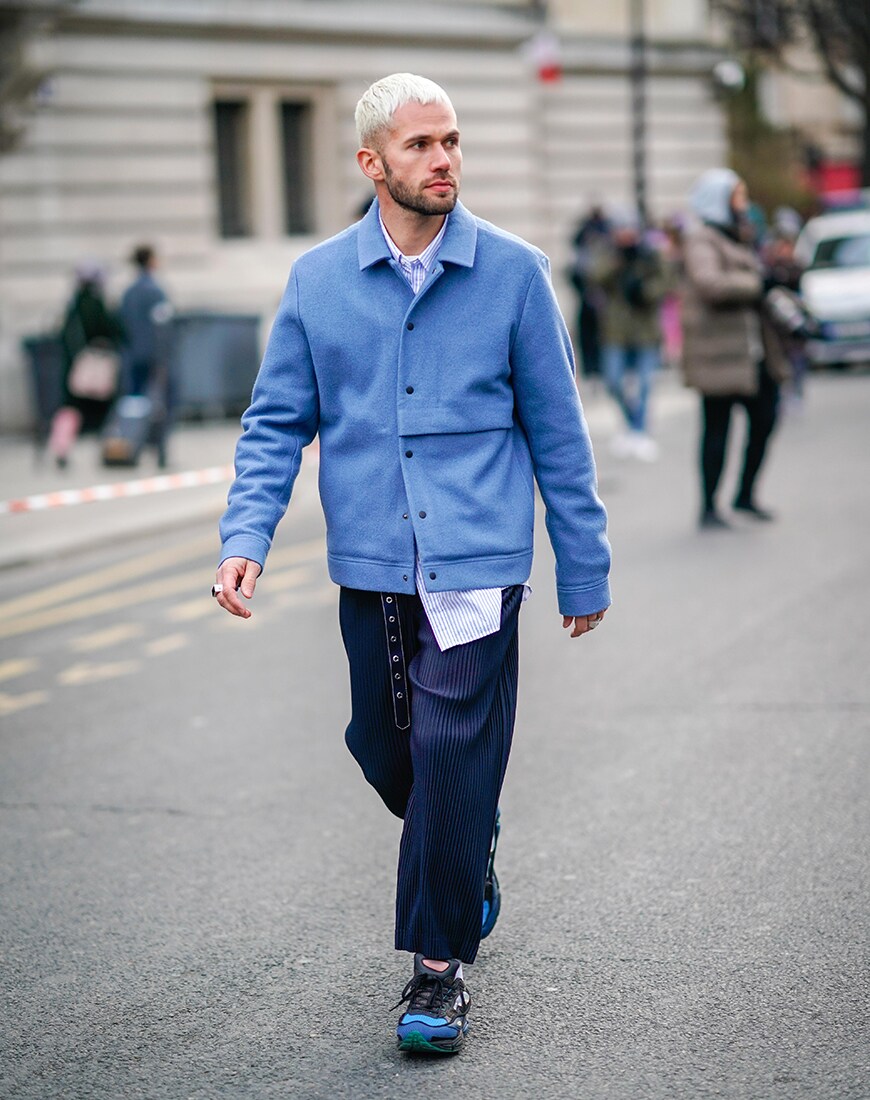 Street styler in a blue jacket | ASOS Style Feed