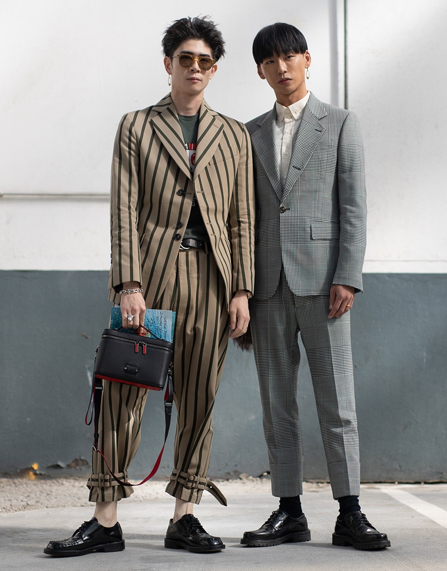 Two street-stylers in patterned suits | ASOS Style Feed