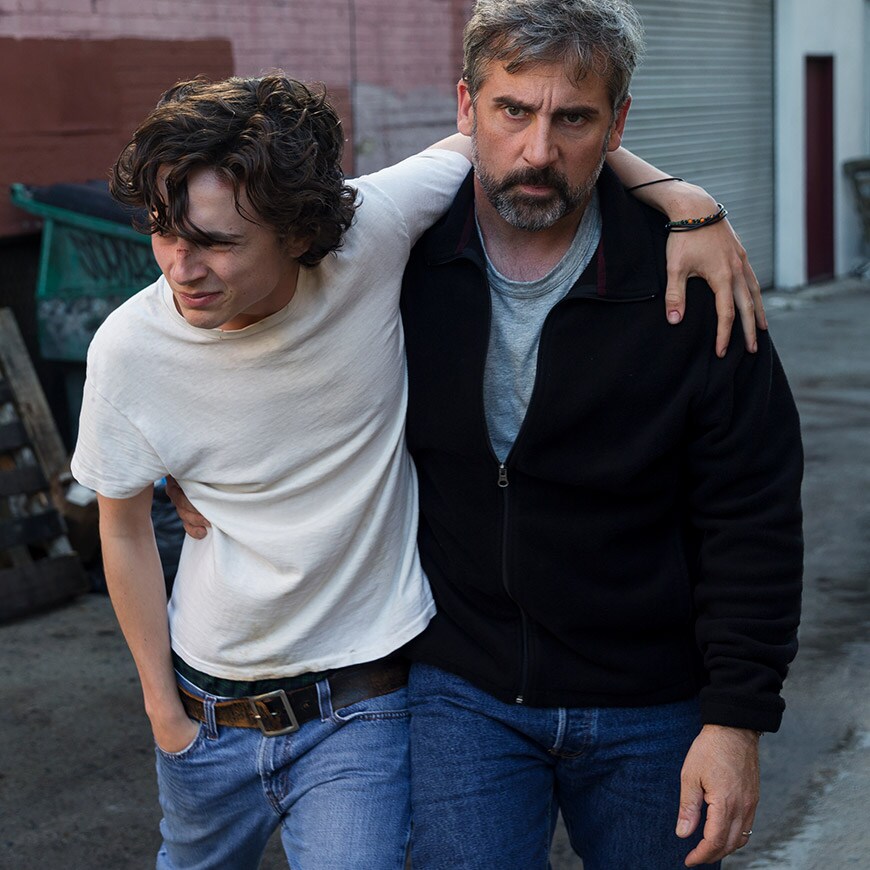 Timothée Chalamet and Steve Carell in A Beautiful Boy | ASOS Style Feed