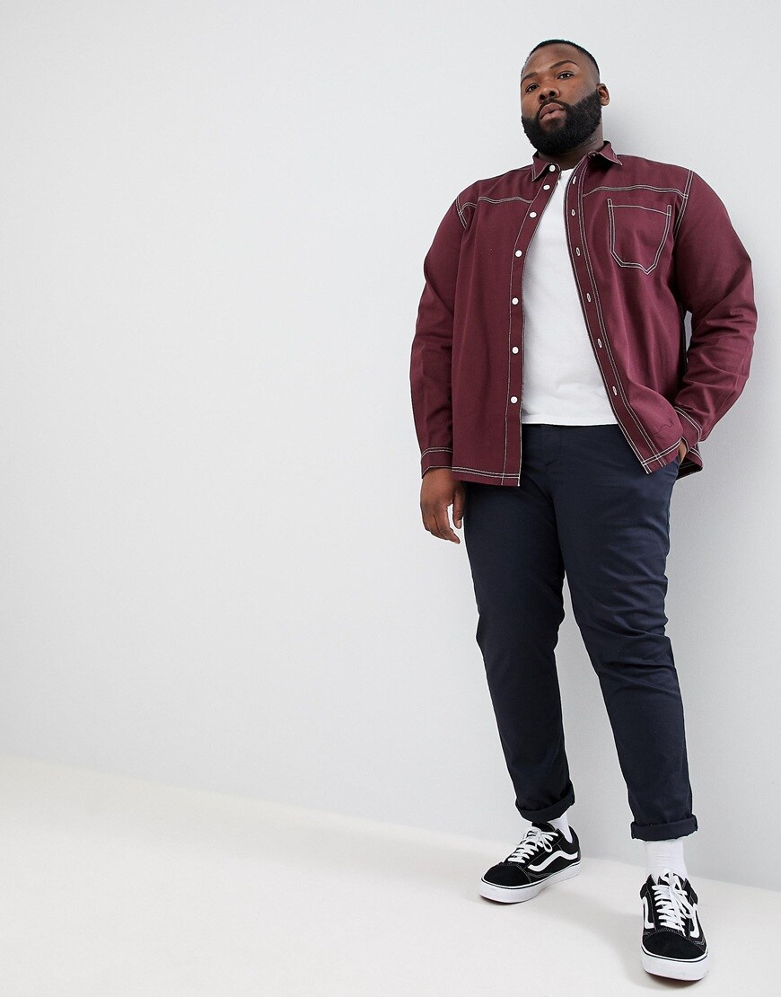 ASOS DESIGN Plus overshirt with contrasting stitching available at ASOS | ASOS Style Feed