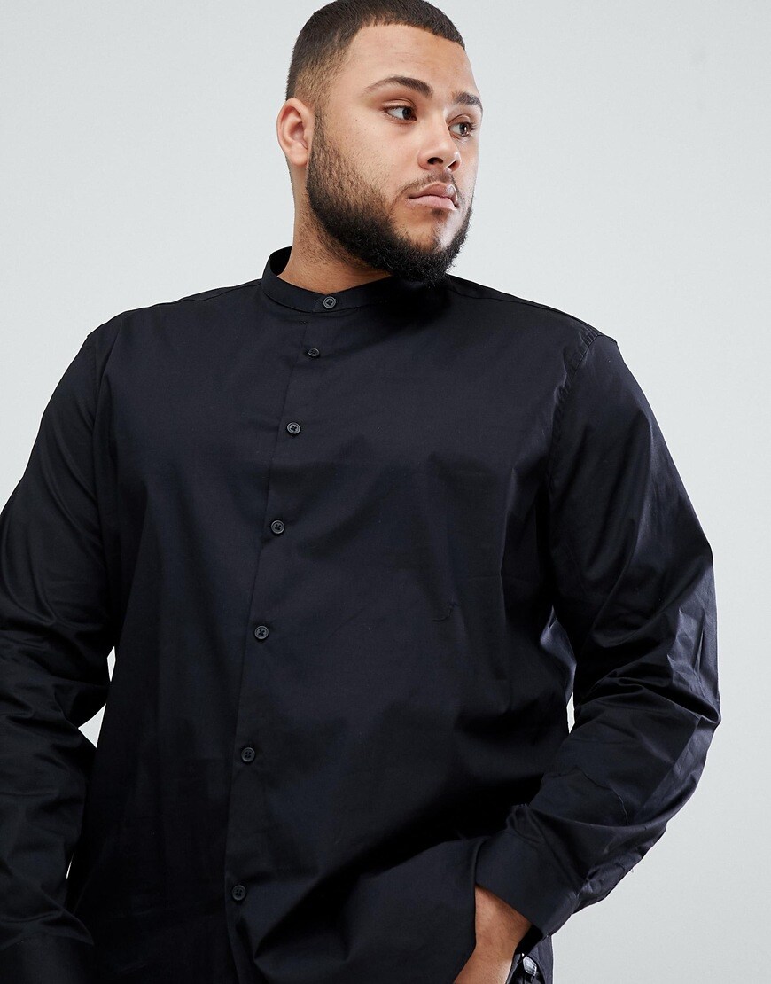 ASOS DESIGN Plus shirt with grandad collar available at ASOS | ASOS Style Feed