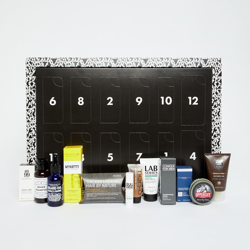 A selection of grooming products available in the Grooming Advent Calendar available at ASOS | ASOS Style Feed
