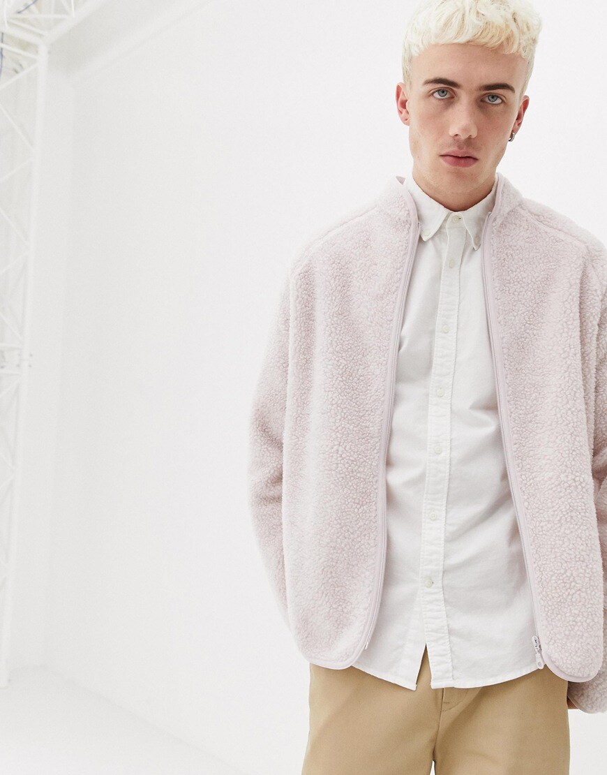 Weekday - Shaun - Pull zippé - Rose clair