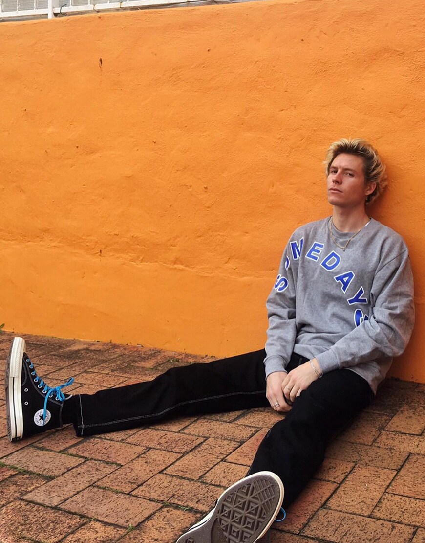@asos_jono wearing a COLLUSION sweatshirt, black jeans and Converse trainers | ASOS Style Feed