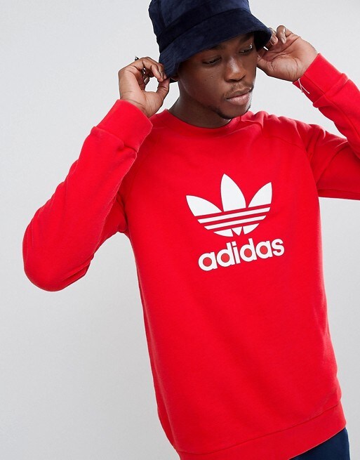 rotes Sweatshirt mit Logo von adidas, erhältlich bei ASOS