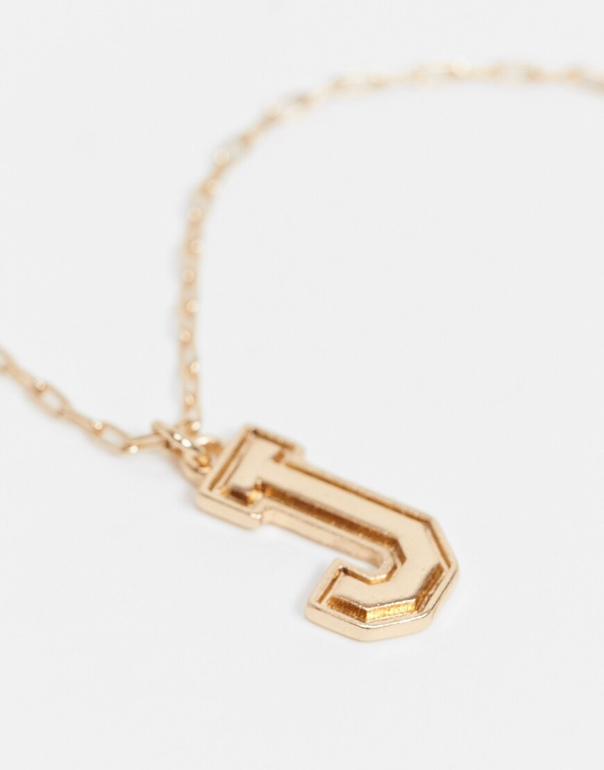 ASOS DESIGN skinny 2mm neckchain with J letter pendant in gold tone | ASOS Style Feed