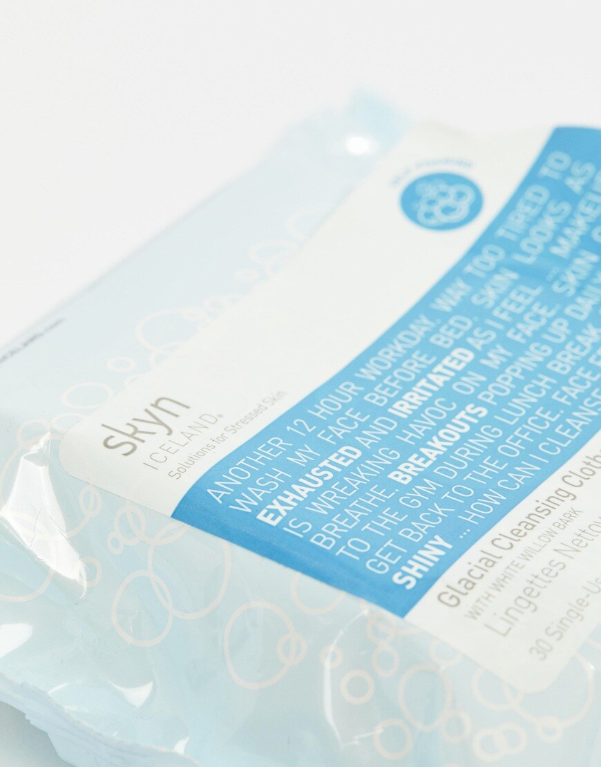 A picture of a pack of cleansing wipes from Skyn Iceland. Available at ASOS