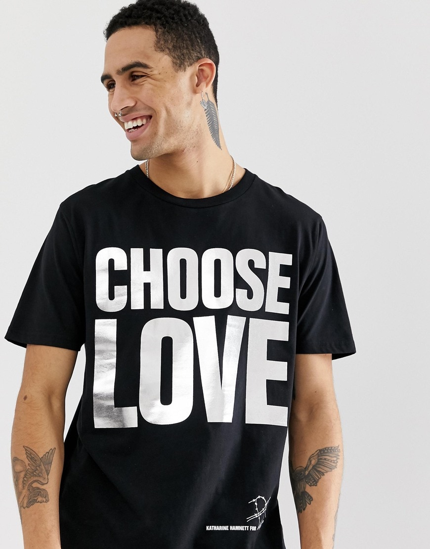 A picture of a man wearing a Help For Refugees T-shirt available on ASOS