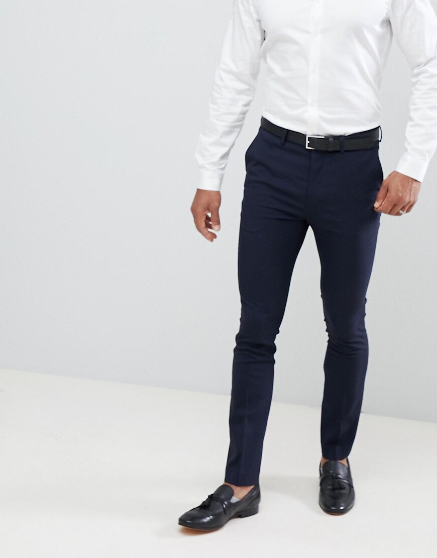 New Look - Pantalon ajusté habillé - Bleu marine