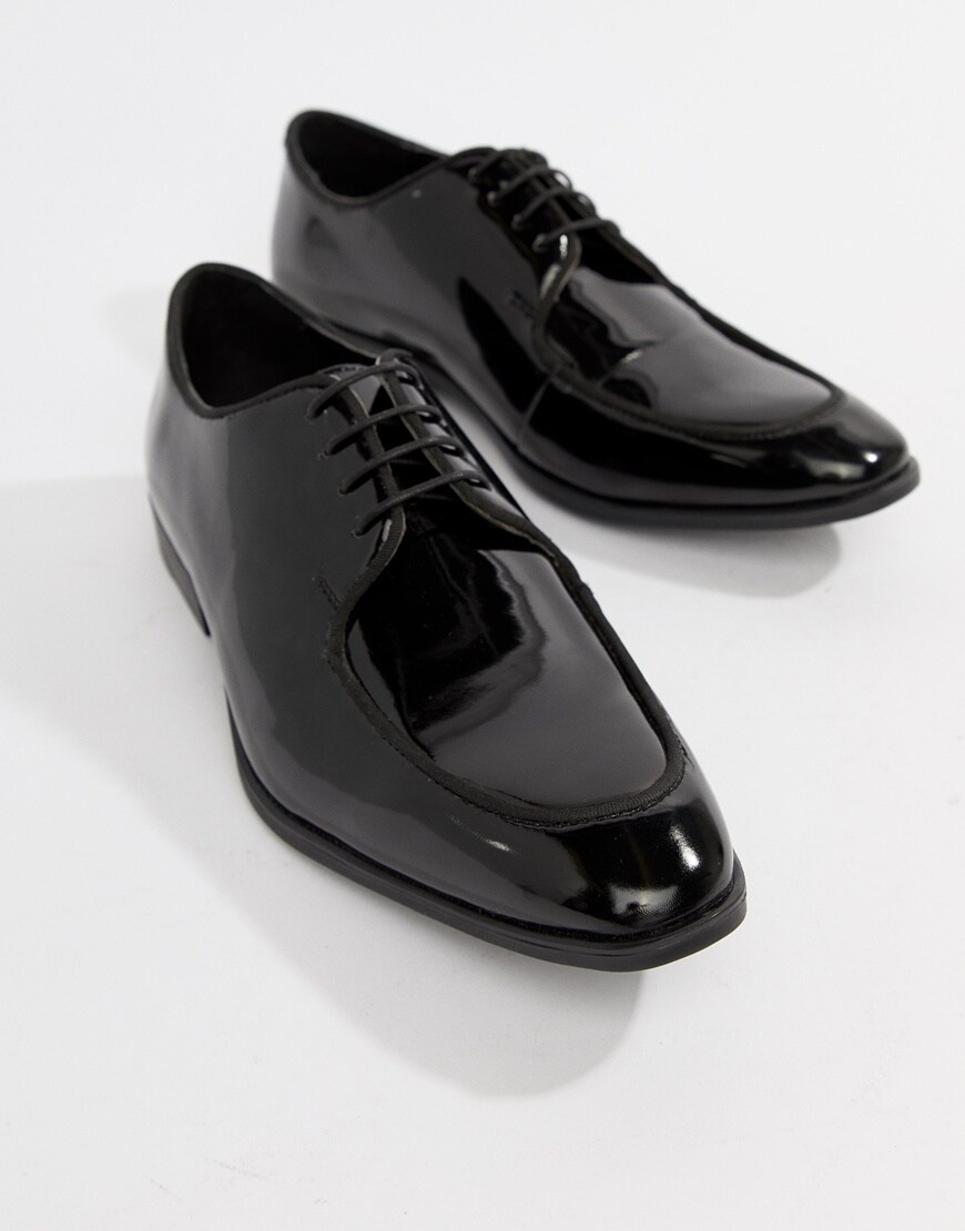 ASOS DESIGN - Chaussures à lacets en imitation cuir - Noir verni