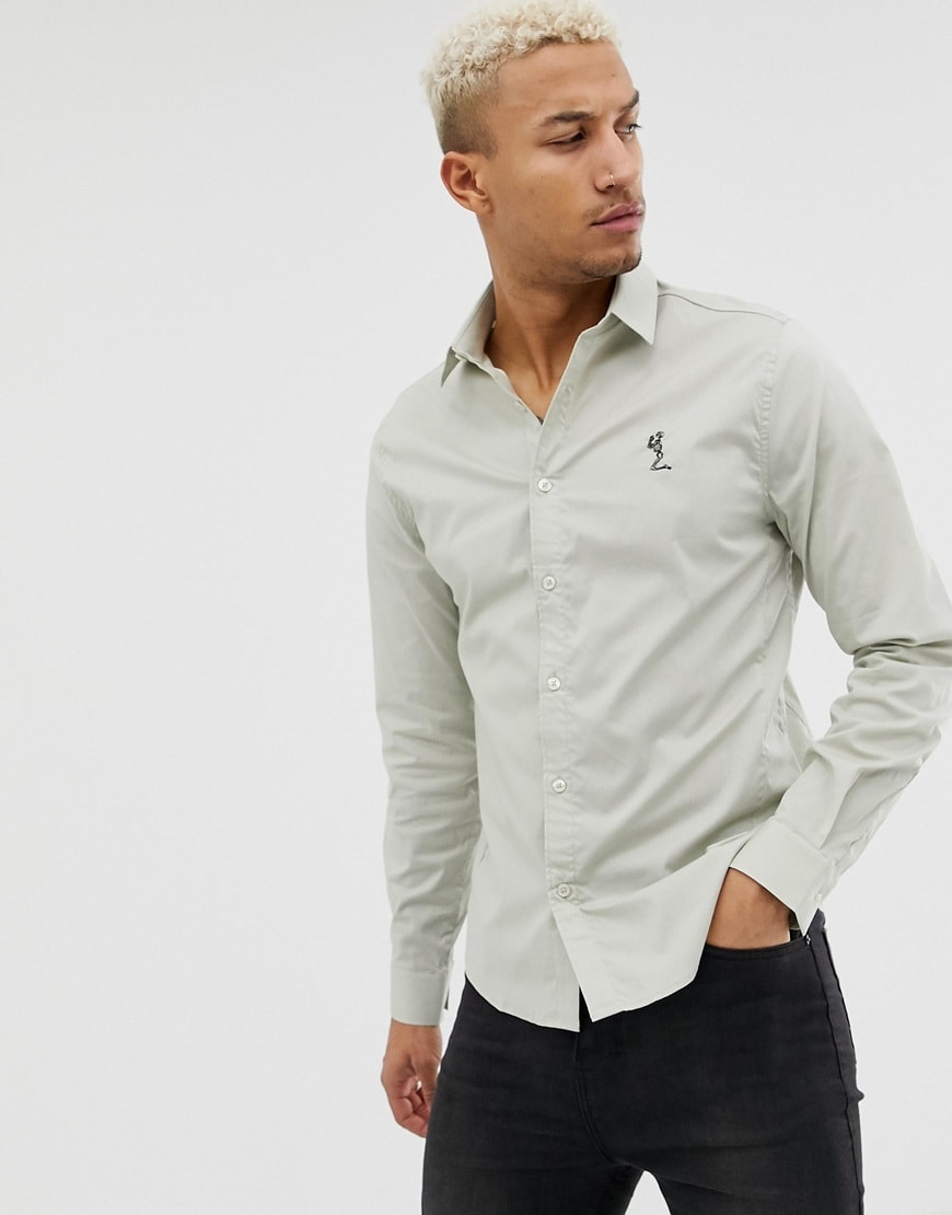 Religion Skinny Smart Shirt In Light Green available at ASOS | ASOS Style Feed