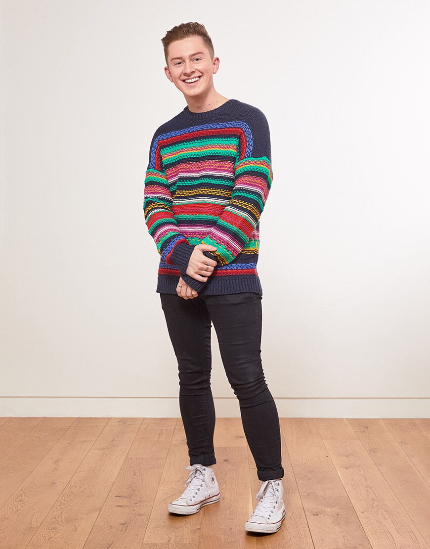 Josh wearing a striped jumper, jeans and Converse trainers | ASOS Style Feed