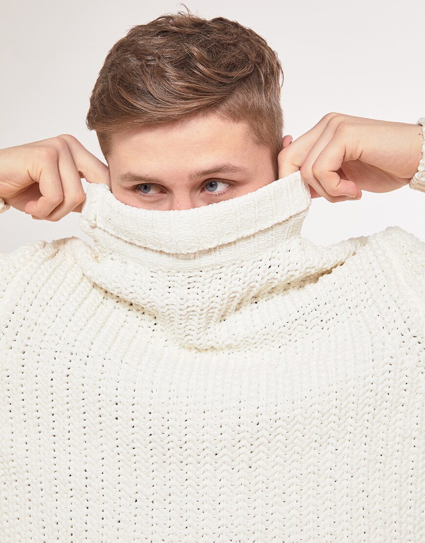 A close-up of Seb wearing a roll-neck jumper | ASOS Style Feed