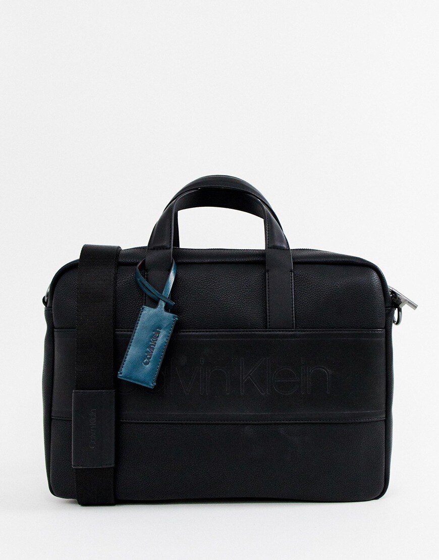 A picture of a black laptop bag by Calvin Klein. Available at ASOS.