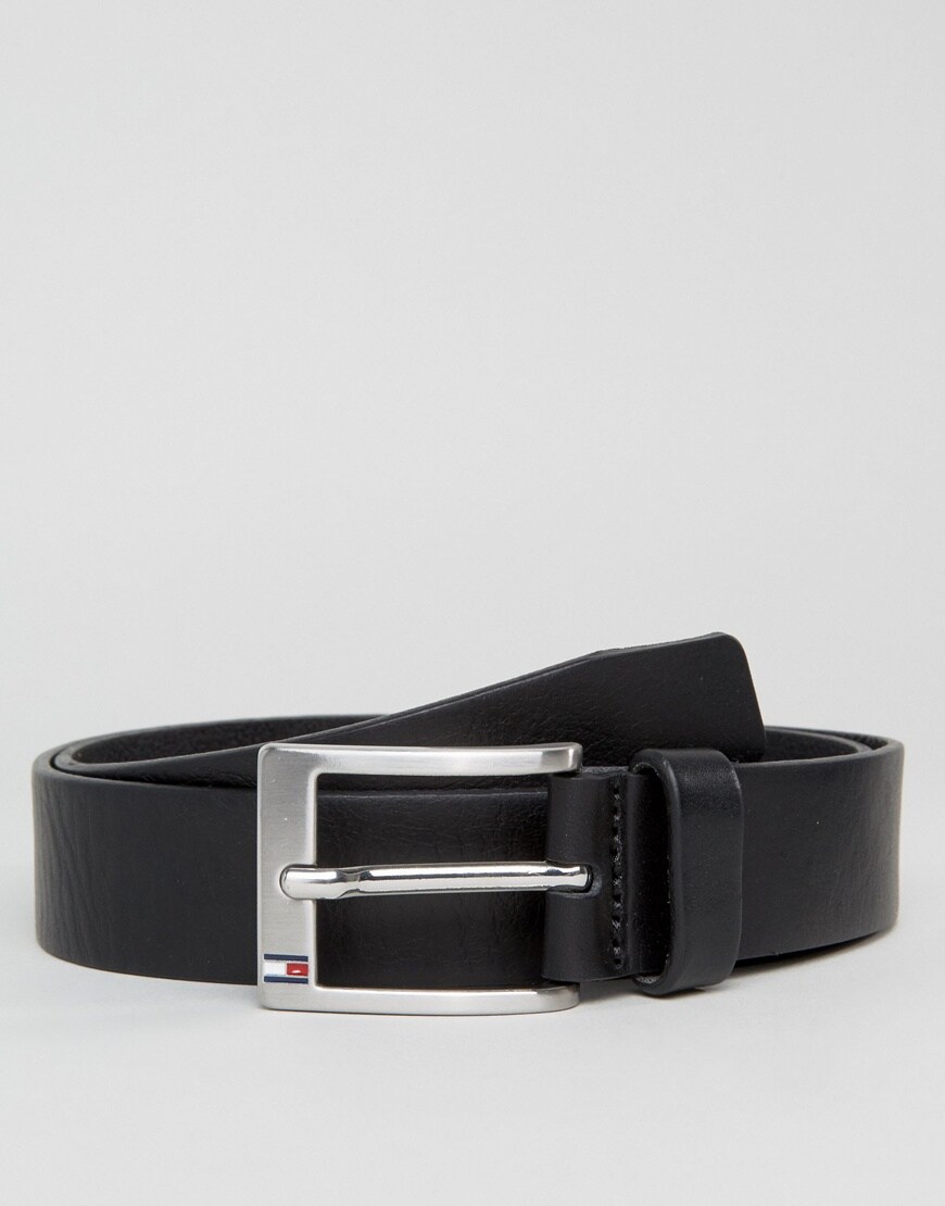 A picture of a black leather belt by Tommy Hilfiger. Available at ASOS.
