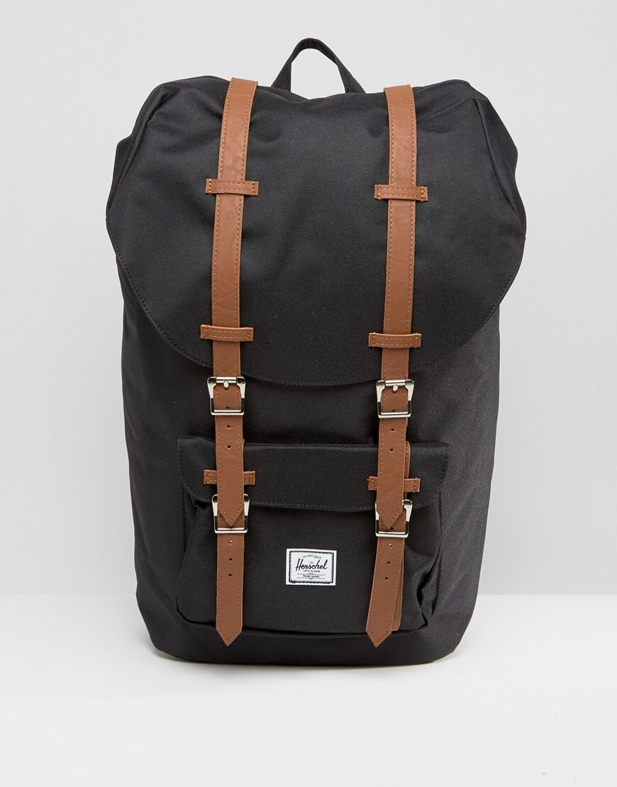 A picture of a black Little America backpack by Herschel Supply Co. Available on ASOS.