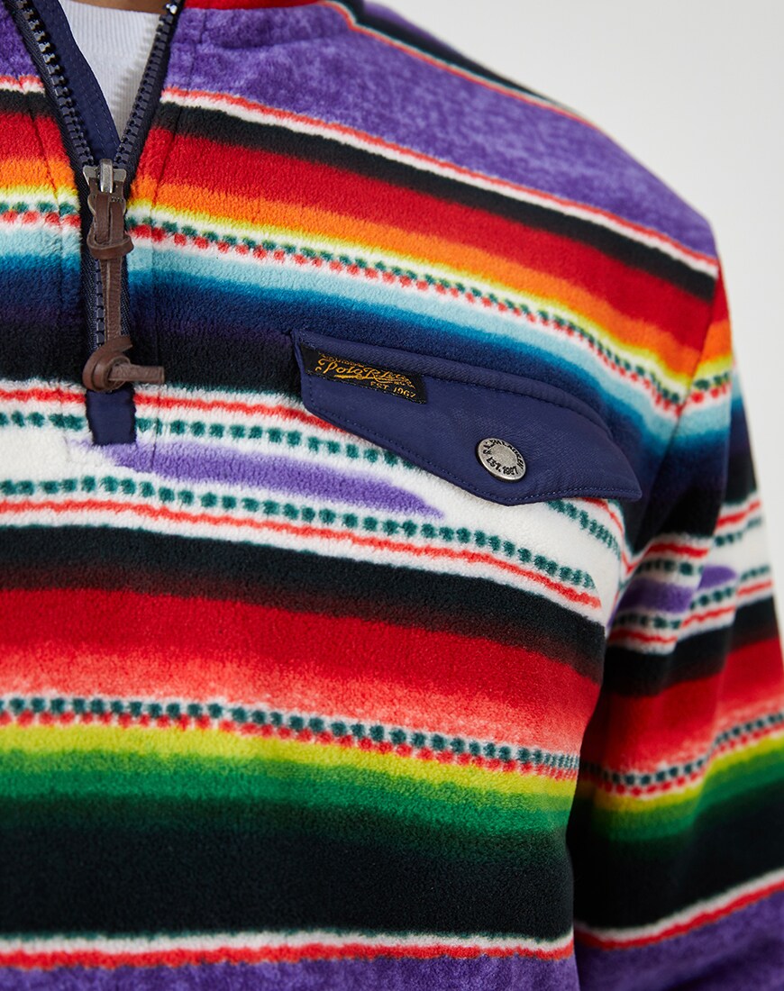 A close-up picture of a multicoloured Polo Ralph Lauren fleece. Available at ASOS.
