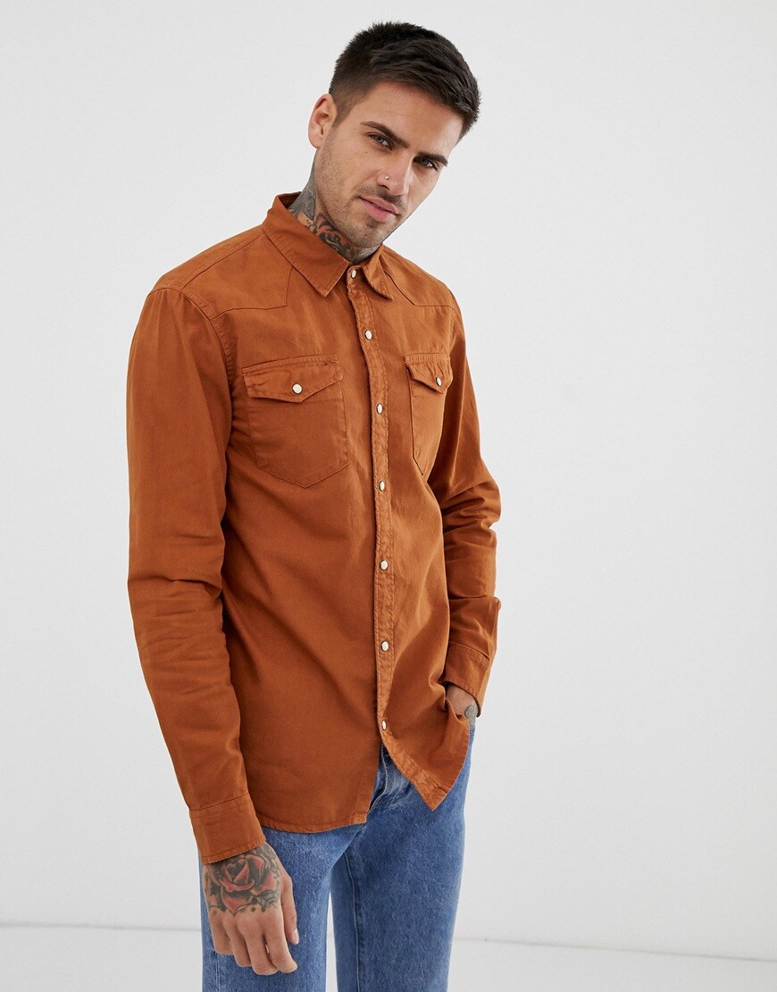 Pull&Bear rust denim shirt | ASOS Style Feed