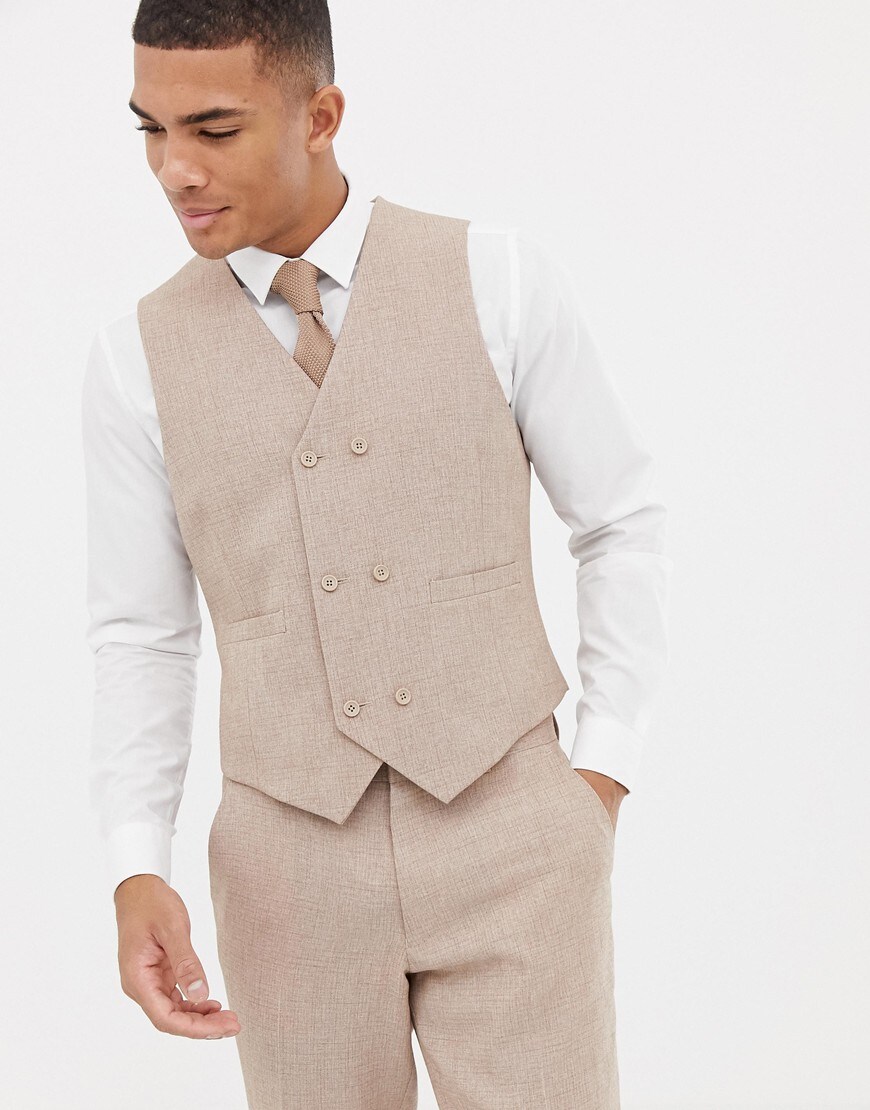 ASOS DESIGN camel crosshatch waistcoat | ASOS Style Feed