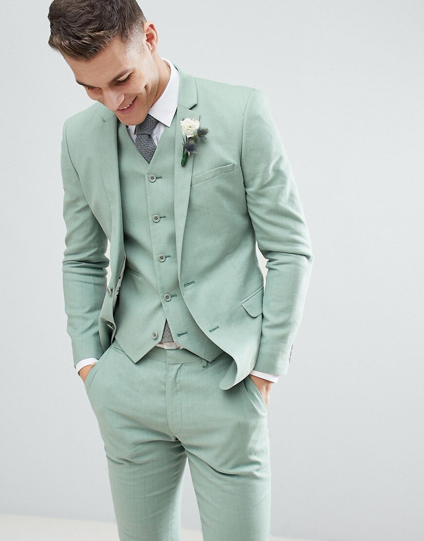 ASOS DESIGN green linen suit jacket | ASOS Style Feed