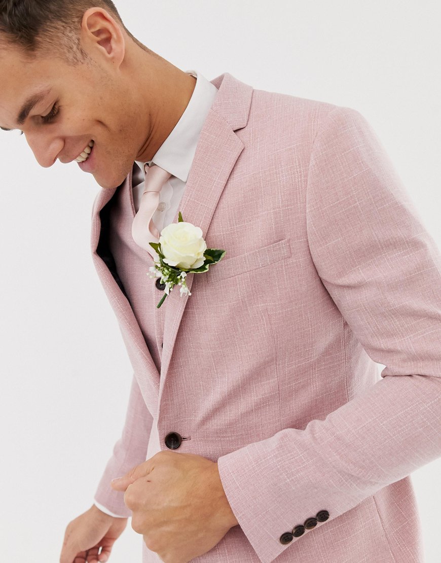 ASOS DESIGN pink crosshatch suit jacket | ASOS Style Feed