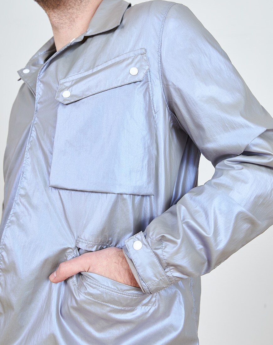 A close-up of an ASOSer wearing an ASOS DESIGN utility jacket and sweatshirt, Pull&Bear joggers and Reebok trainers | ASOS Style Feed