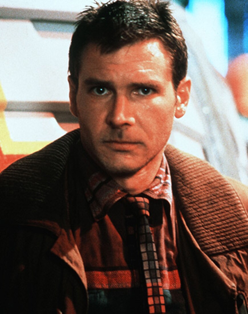 A picture of Harrison Ford in Blade Runner.