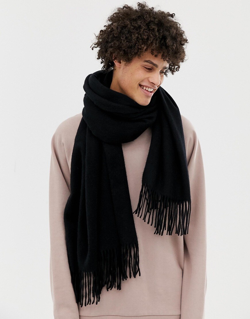 ASOS WHITE - Écharpe-couverture 100% laine - Noir