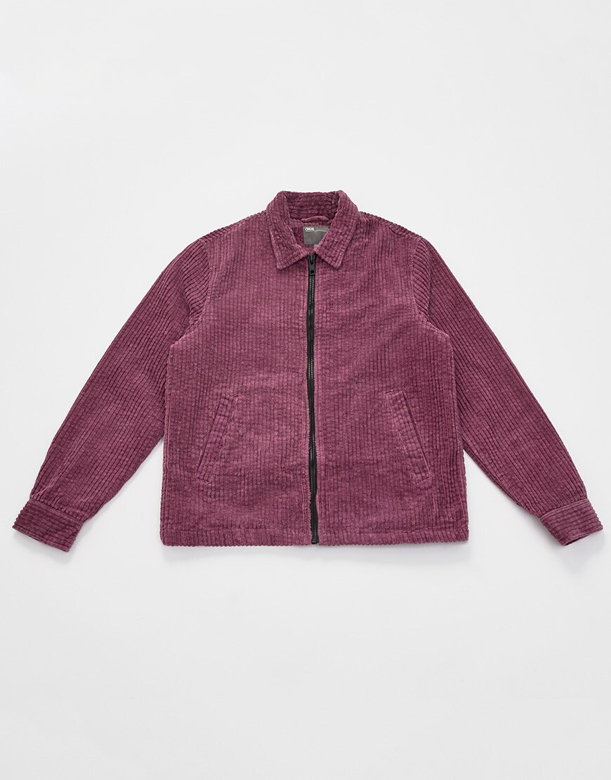 A picture of a purple corduroy jacket. Available at ASOS.