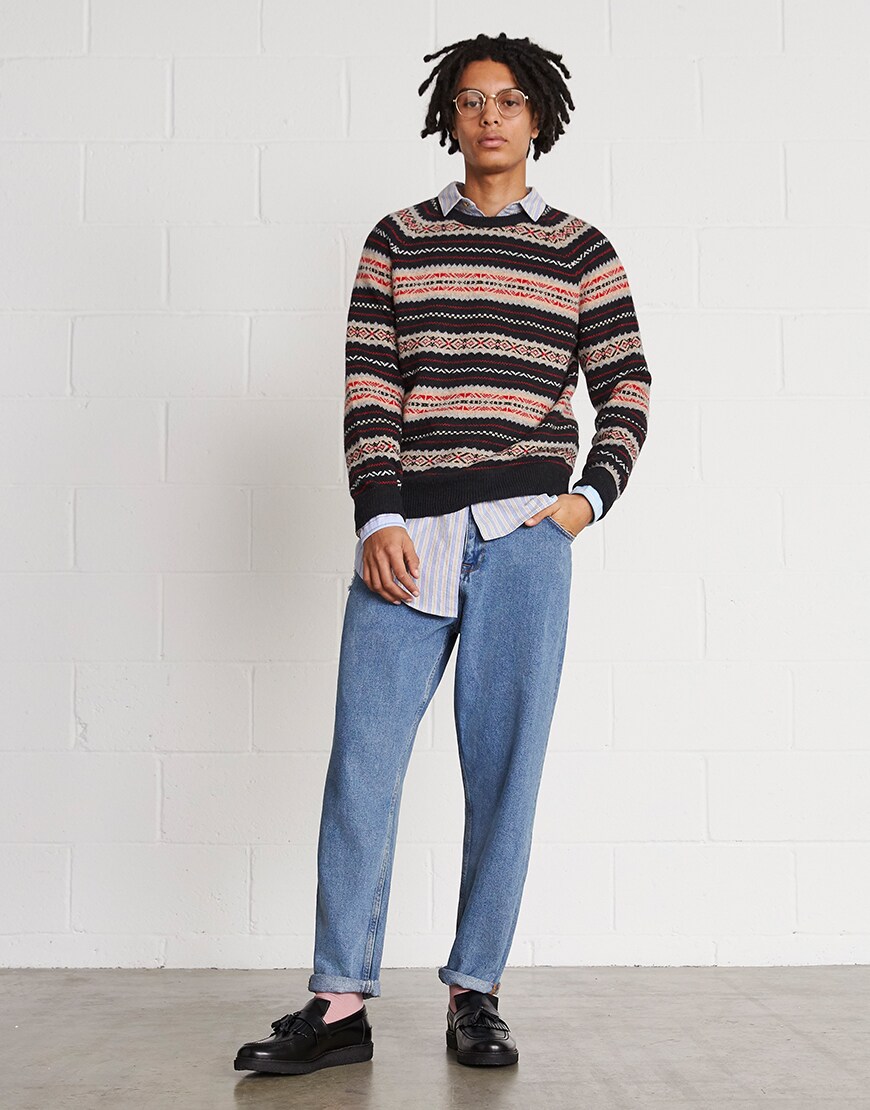 A picture of a man wearing a grandadcore-inspired outfit. Available at ASOS.