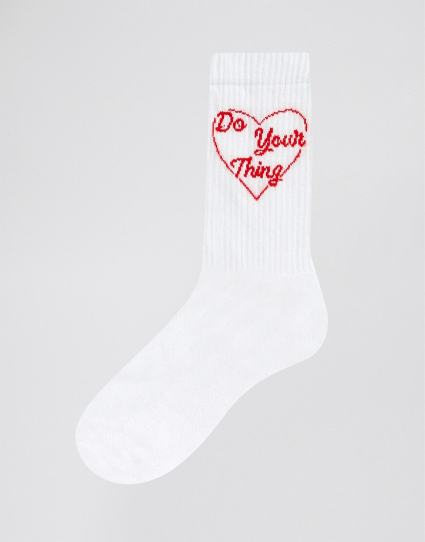 ASOS DESIGN - Lot de 2 paires de chaussettes de sport avec inscription Heart