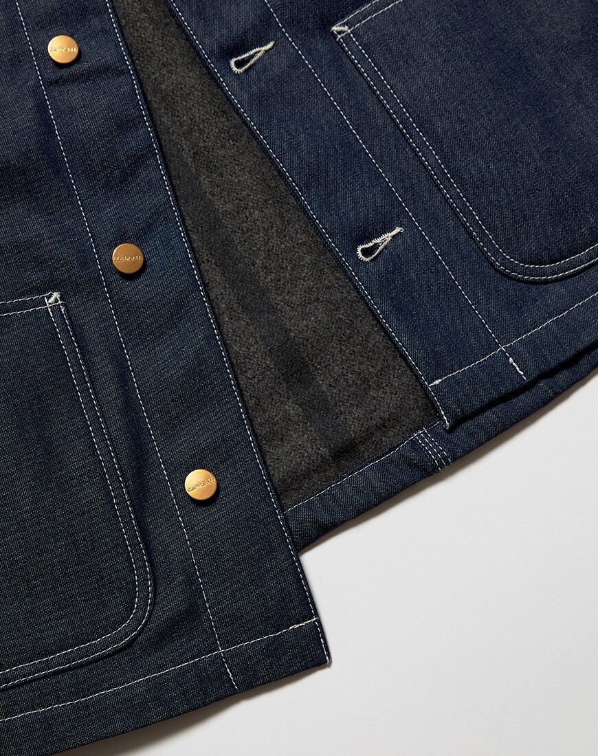 A close up picture of a shacket by Carhartt WIP. Available at ASOS.