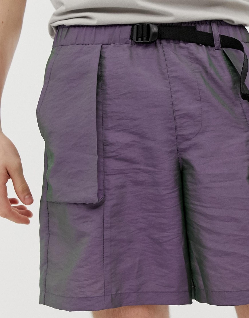 ASOS DESIGN iridescent utility shorts | ASOS Style Feed