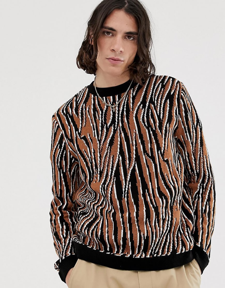 ASOS DESIGN oversized sweater in zebra design | ASOS Style Feed