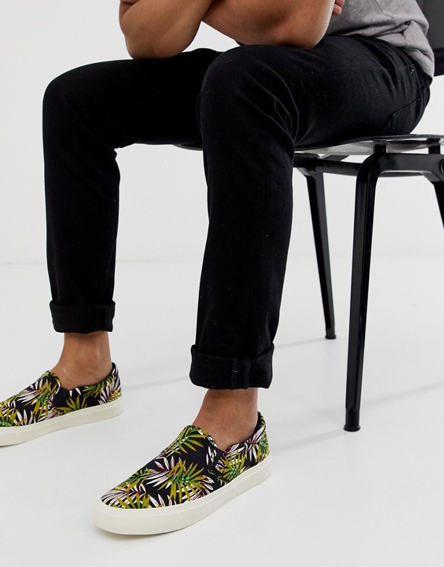 ASOS DESIGN slip on sneakers in tropical floral print | ASOS Style Feed
